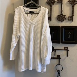 Shaker Sweater with peek a boo shoulder and arm
